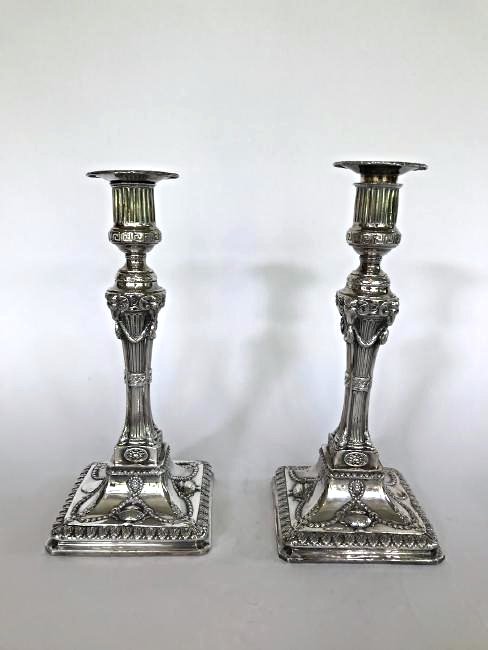 Pair of Antique 19th Century Silver Candle Sticks (1 of 3)