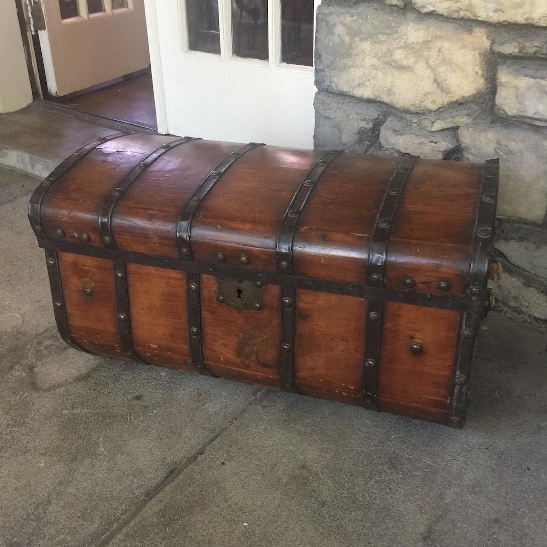 19th C. Sea Chest with Metal Straps (1 of 4)