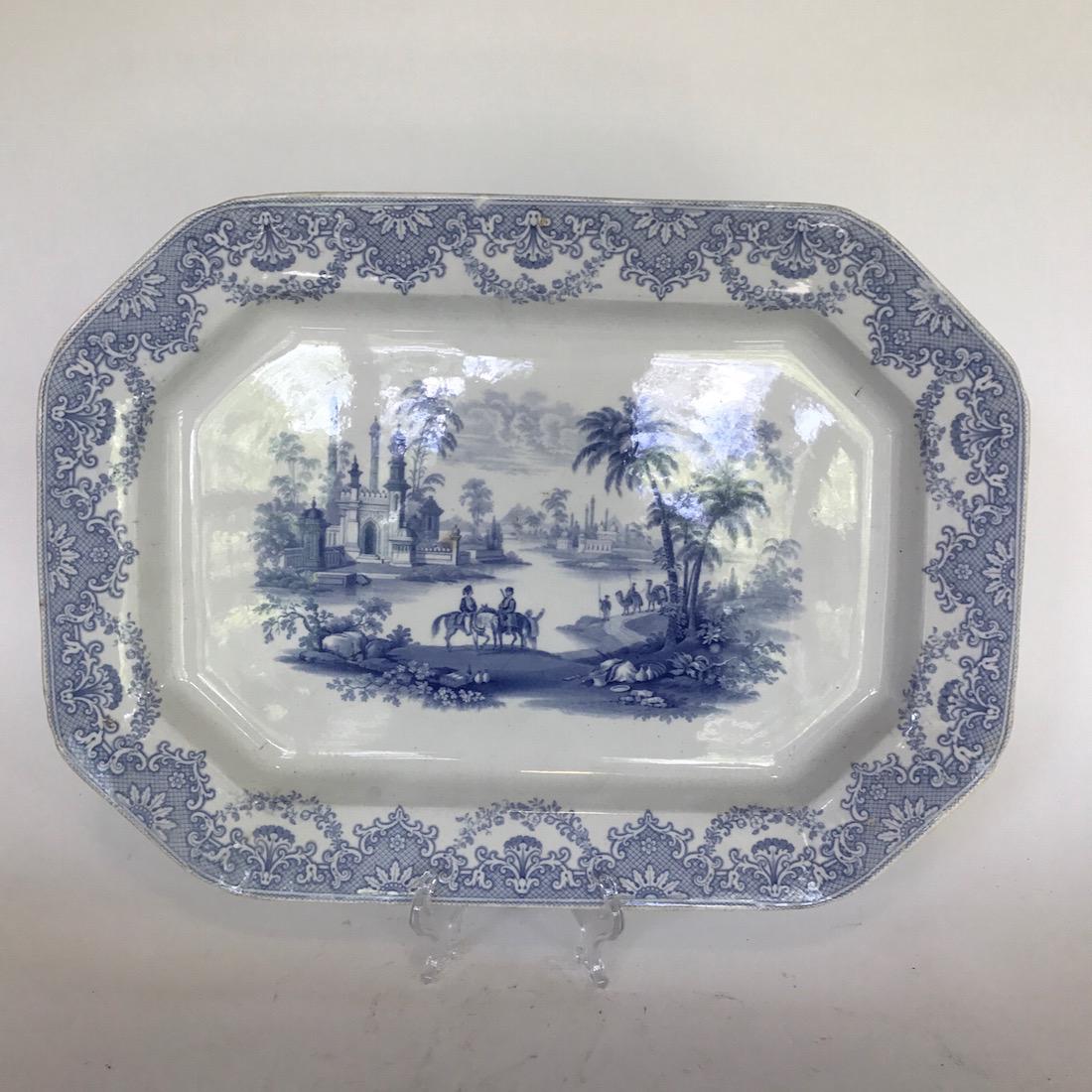 19th C. Blue and White Transferware Platter (1 of 3)