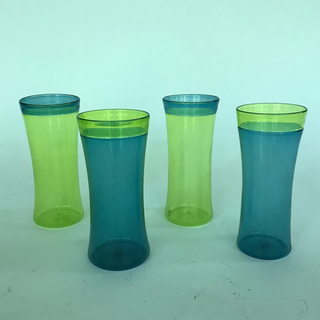 4 Blenko Glass Tall Tumblers (1 of 1)
