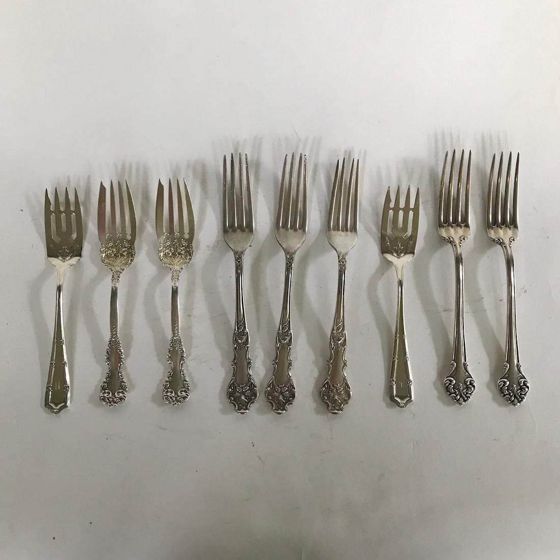 9 Miscellaneous Sterling Silver Forks (1 of 2)
