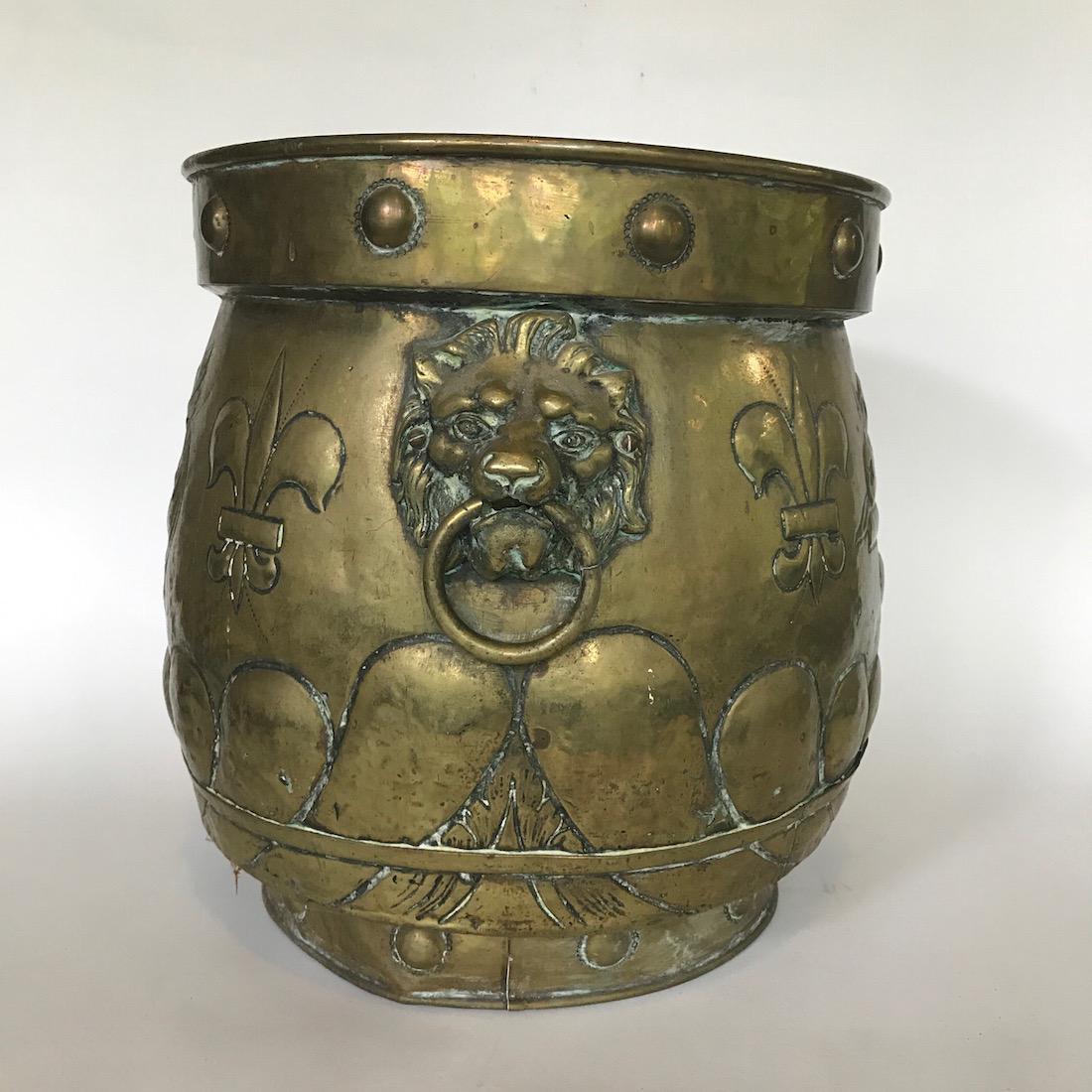 Large Antique English Brass Planter (1 of 5)