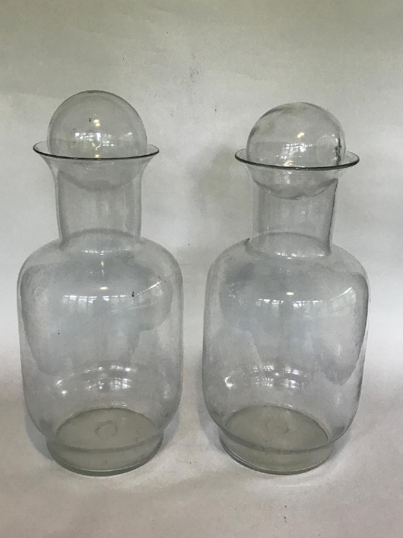 Pair Large Blenko Glass Jars with Sphere Stoppers (1 of 2)