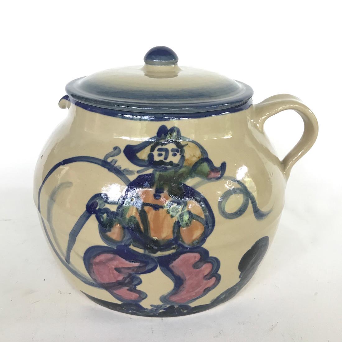 Signed Mary Hadley Covered Pitcher, Cowboy Themed (1 of 4)