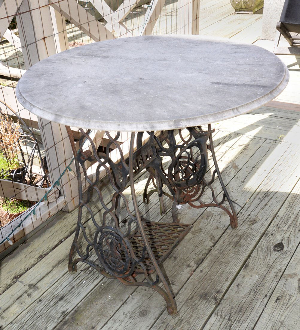 Singer Cast Iron Base With Marble Top (1 of 4)
