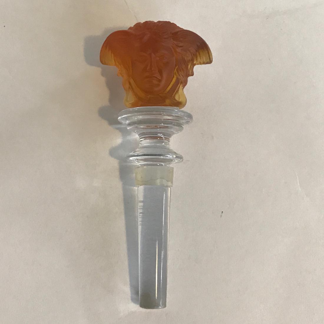 Versace Medusa Rosenthal Wine Stopper: Versace Medusa Rosenthal wine bottle stopper, 5"L