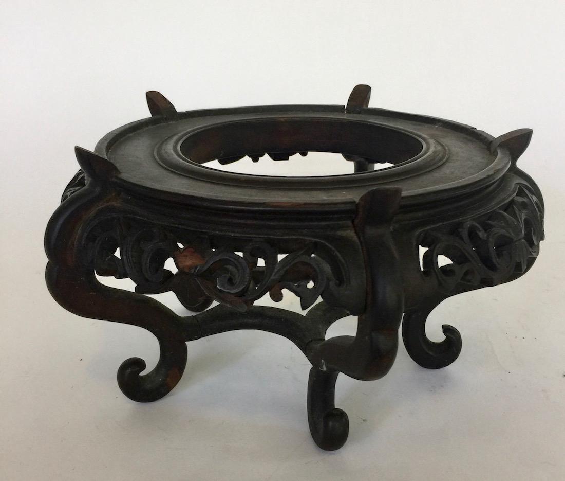 Vintage Ebonized Carved Wooden Stand (1 of 3)