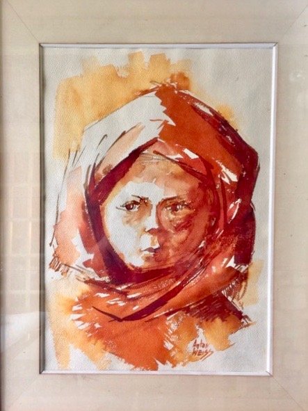 Anton Weiss Watercolor On Paper: Original Anton Weiss Watercolor On Paper framed and matted behind glass. Size: Frame, 29\" Height by 21 1/2\" Width, image, 20\" Height by 14\" Width.