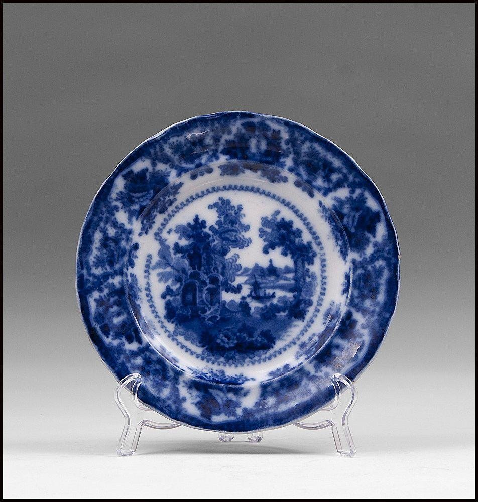 19th C. Flow Blue Staffordshire Pottery Plate (1 of 3)
