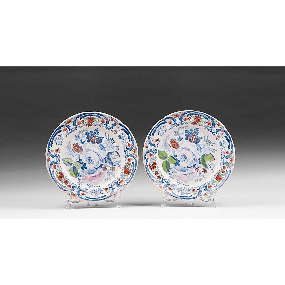 2 Ironstone Blue & White Dessert Plates, 19th C. (1 of 4)