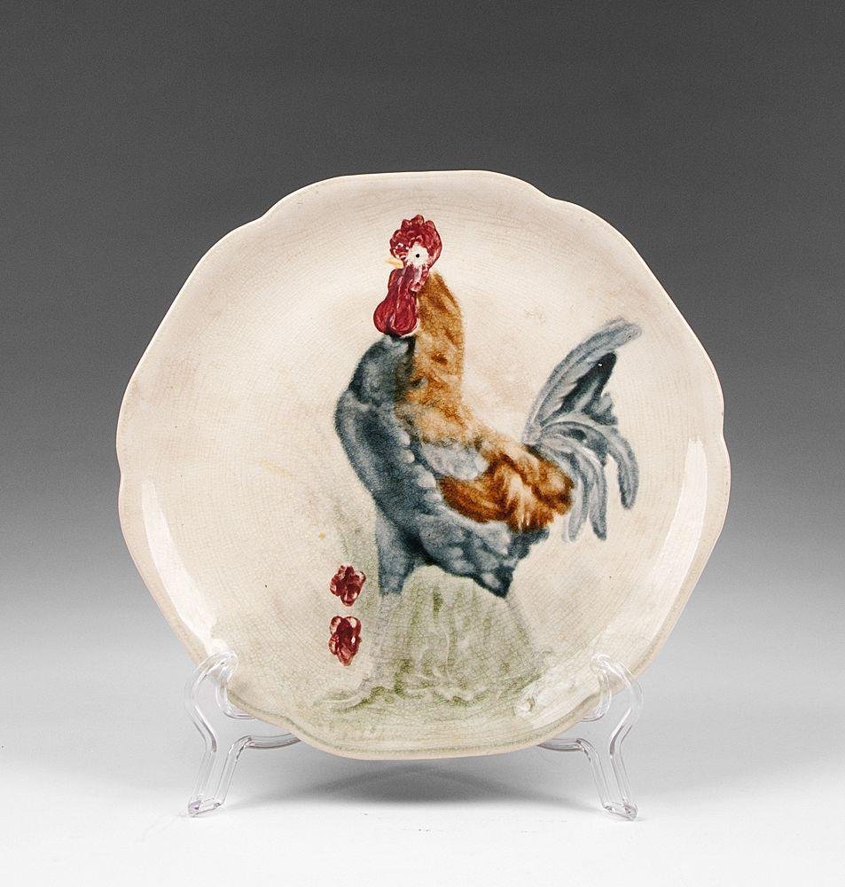 Choisy Le Roi Faience Majolica Rooster Plate (1 of 2)