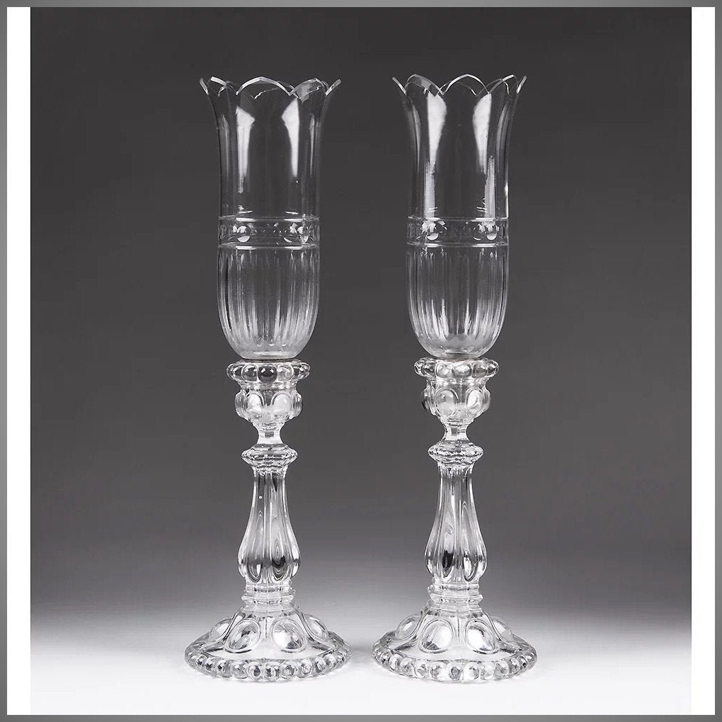 Pair of Baccarat Molded Candlesticks With Hurricane (1 of 7)