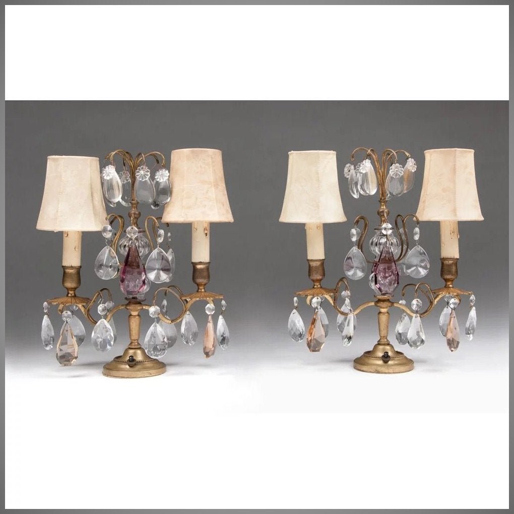 Pair of 19th C. French Girandoles, Crystal Prisms (1 of 9)