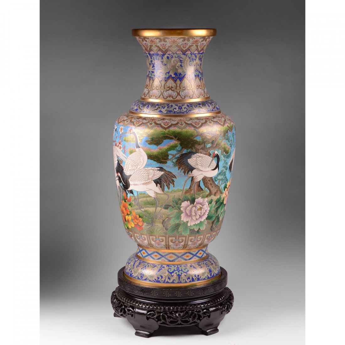 Monumental Cloisonne Vase With Cranes (1 of 7)
