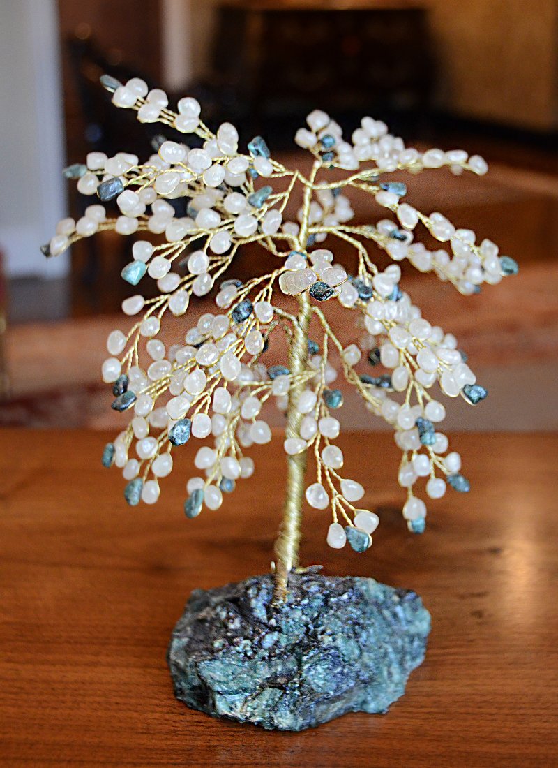 Brazilian Crystal and Emerald Tree On Stone Base (1 of 3)