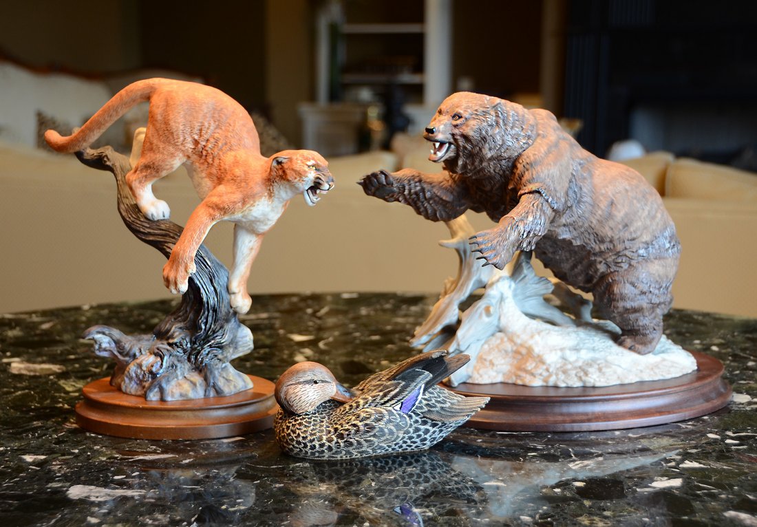 Grizzly & Cougar by The Franklin Mint; Carved Duck (1 of 10)