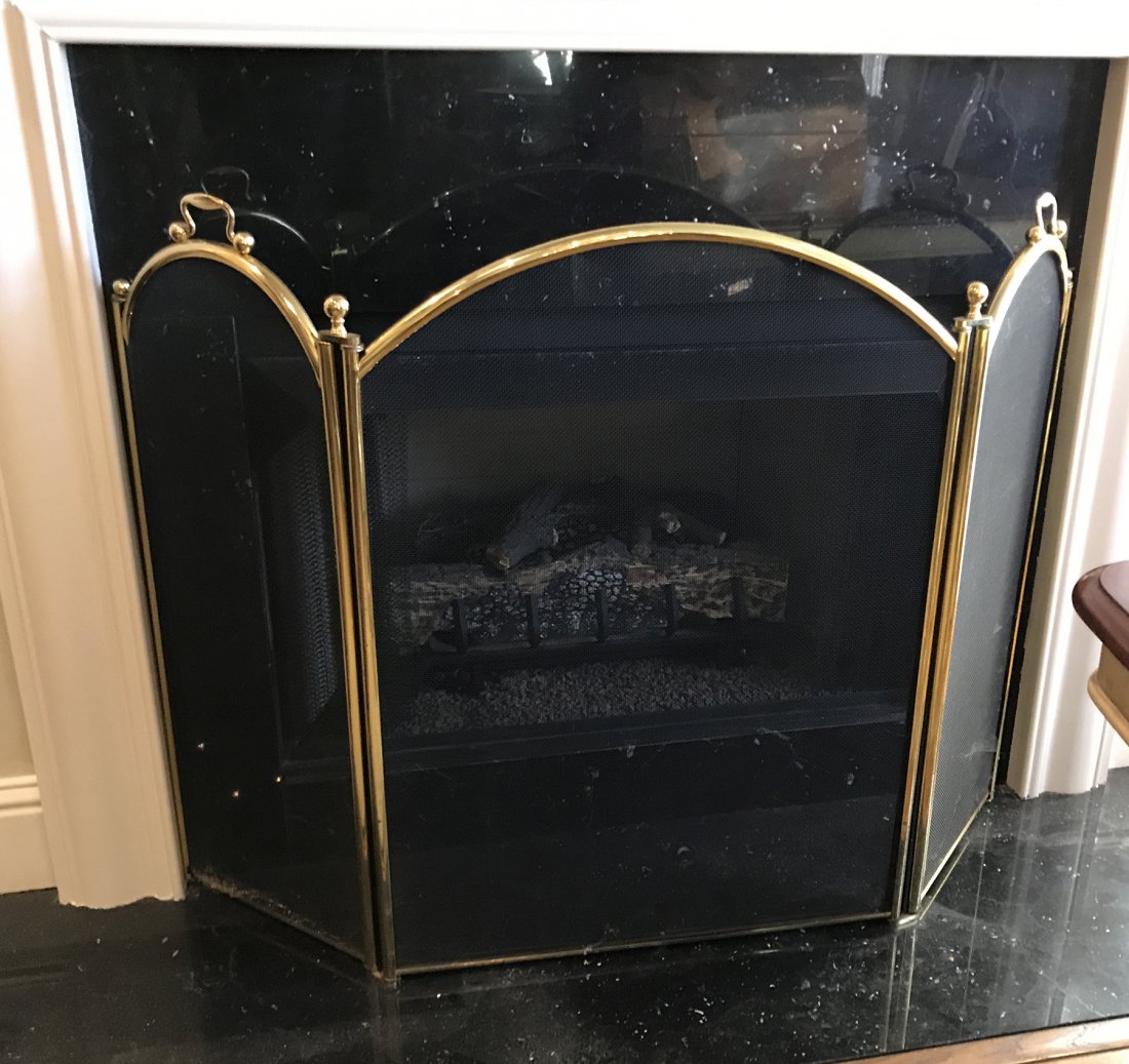 Baldwin Brass 3 Part Firescreen, Wired Panels (1 of 3)