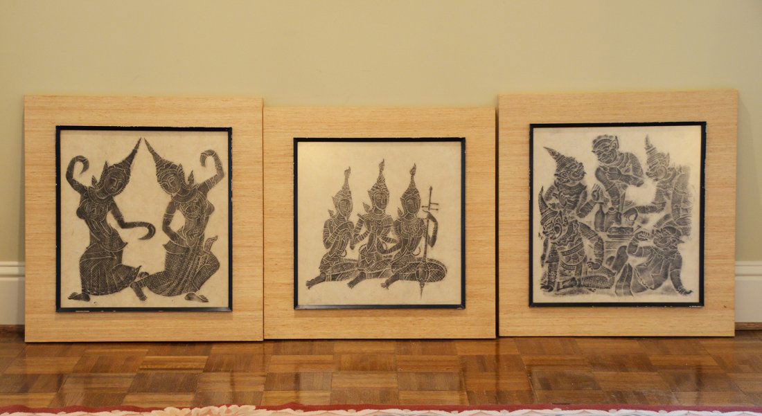 A Collection of 3 Asian Stone Rubbings (1 of 5)