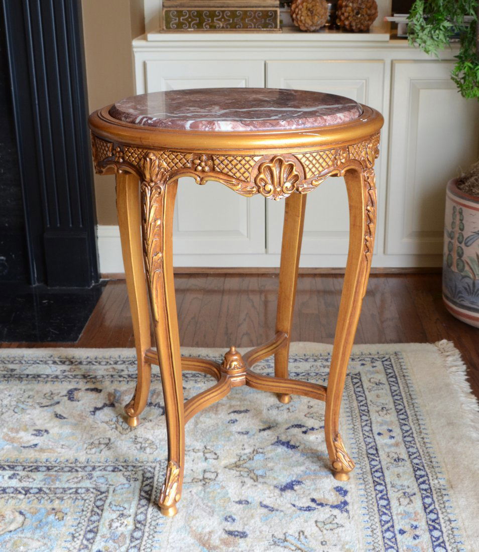 Hand Carved Giltwood Louis XV Side Table (1 of 4)