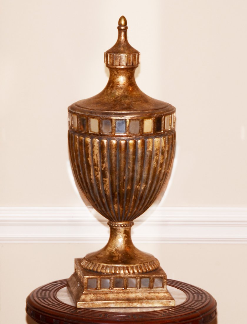 Urn Shaped Vase With Decorative Mirror Panel Cover (1 of 2)