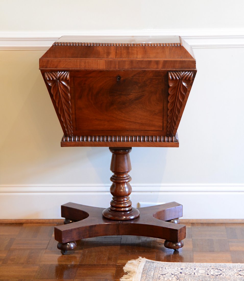 English William IV Teapoy On Pedestal (1 of 7)