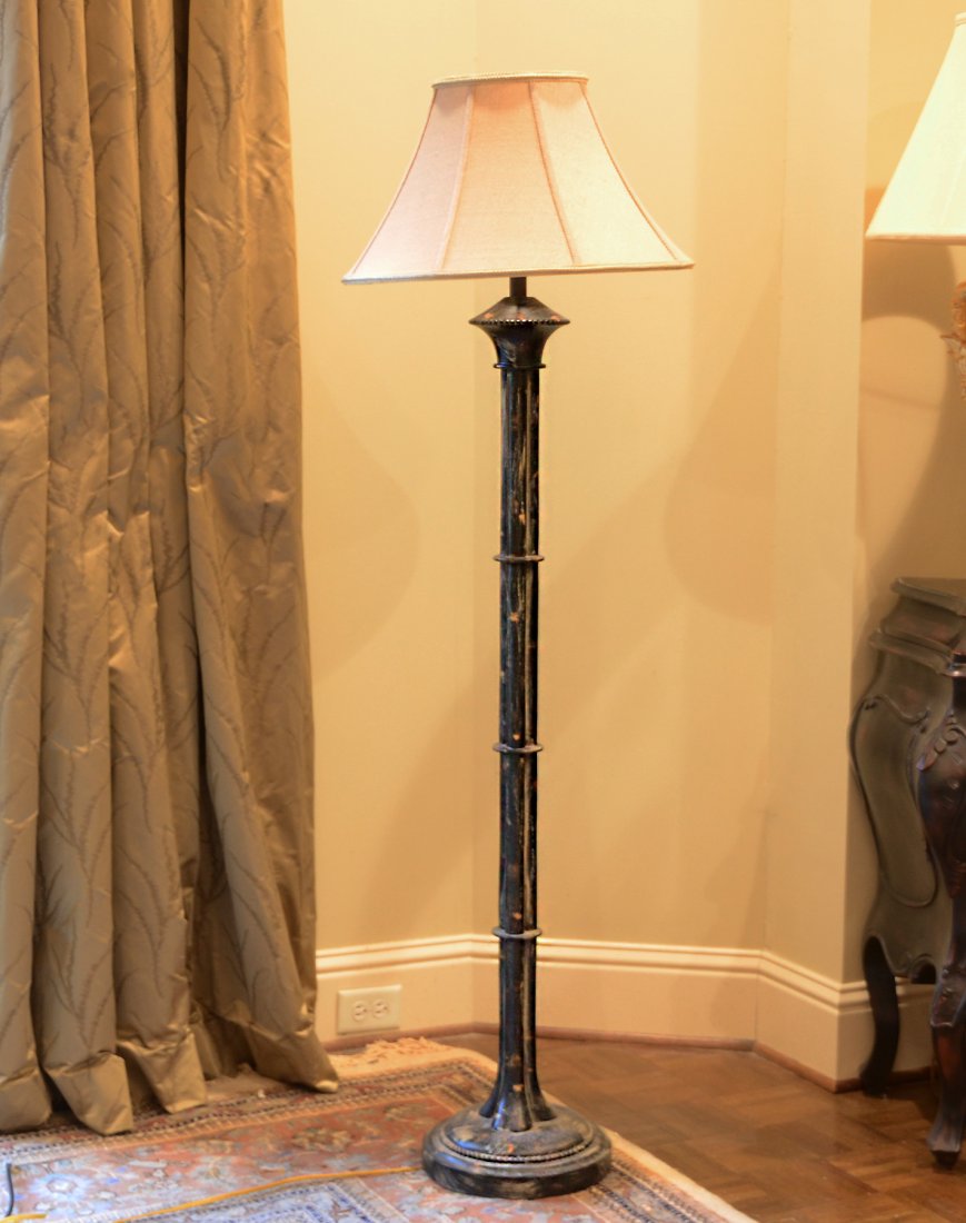 Rattan Style Ebonized Floor Lamp Metal (1 of 3)