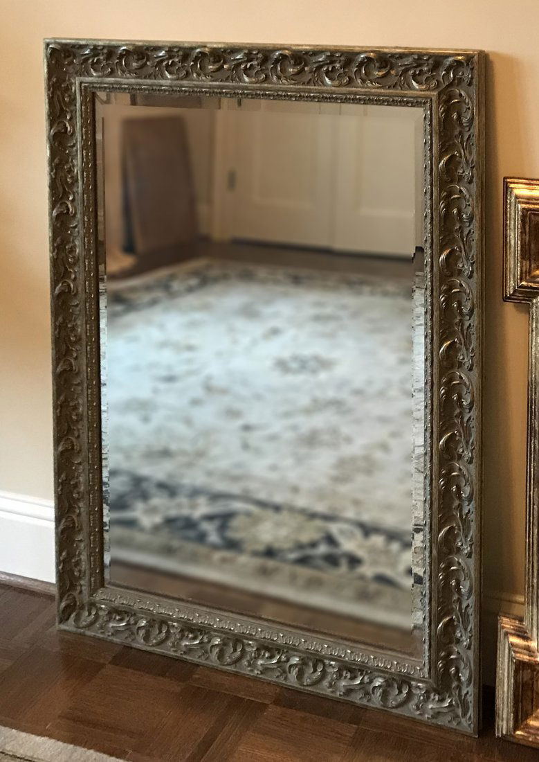 Rectangular Hand Carved Wood Mirror (1 of 2)