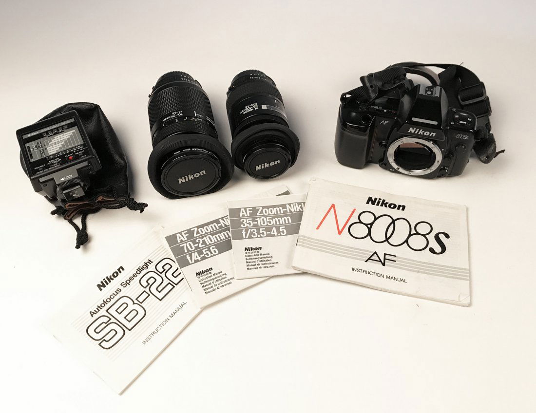 Nikon 8008s Camera w 2 Nikkor Lenses, SB-22 Speedlight (1 of 8)