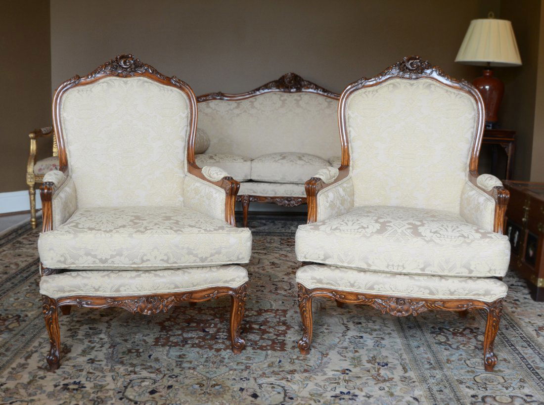 Pair of Louis XV Carved Armchairs (1 of 4)