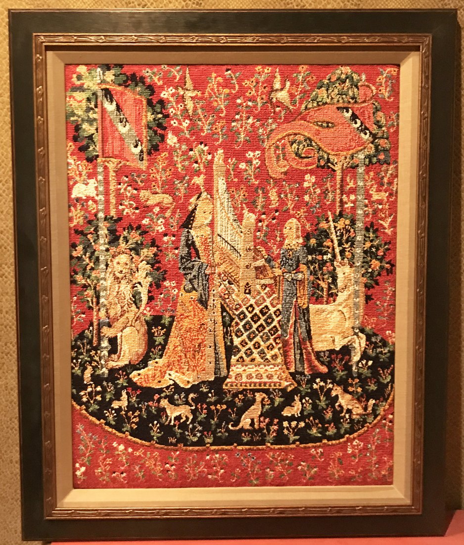 Needlepoint Wall Hanging, Women & Unicorn (1 of 4)