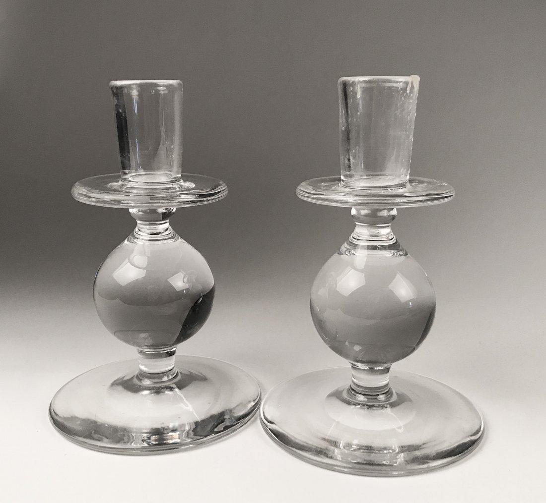Pair of Glass Orrefors Bubble Candlesticks (1 of 3)