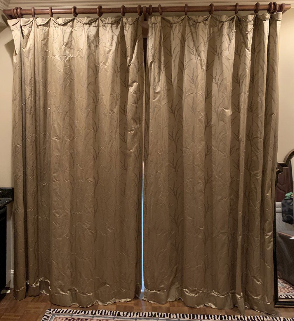 Set of 4 Silk Drapery Panels With Rods (1 of 4)