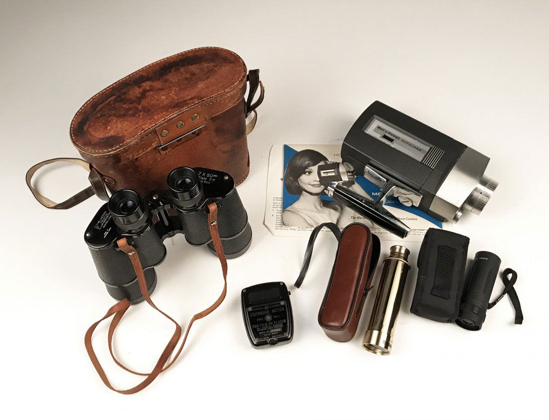 Collection of Binoculars, Telescope, 8mm Camera (1 of 9)