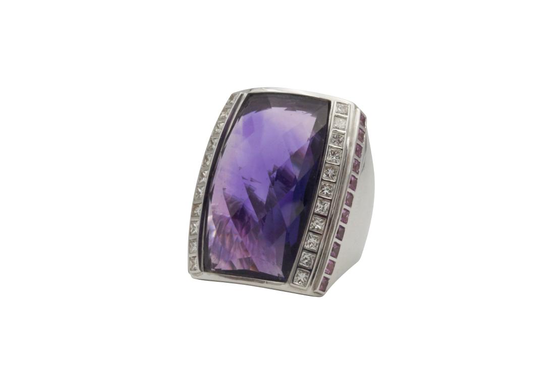 TECHNOMARINE 18k white gold, amethyste and diamond ring: TECHNOMARINE "18k white gold, amethyste and diamond ring