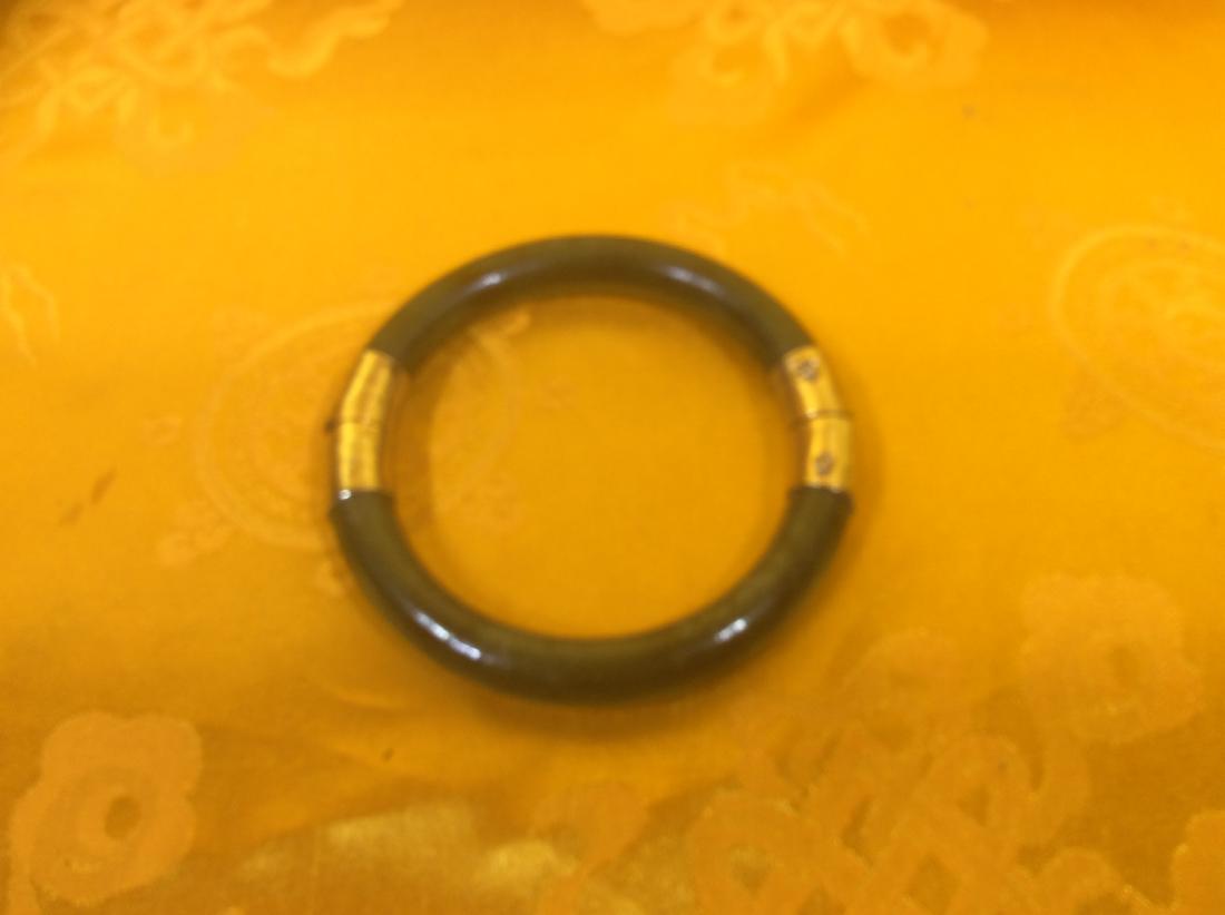Antique Fine Jade Jade Bracelet hinged with sterling (1 of 3)