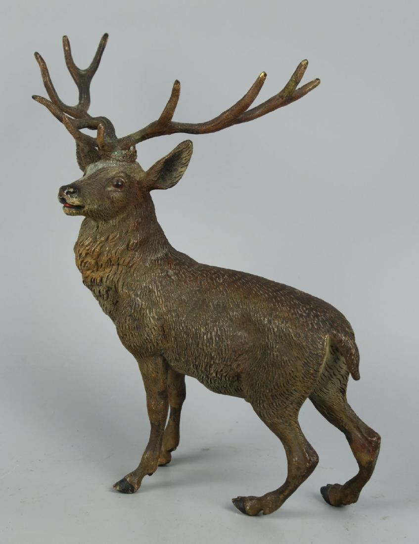 Antique Austrian cold painted Bronze Deer Stag (1 of 10)