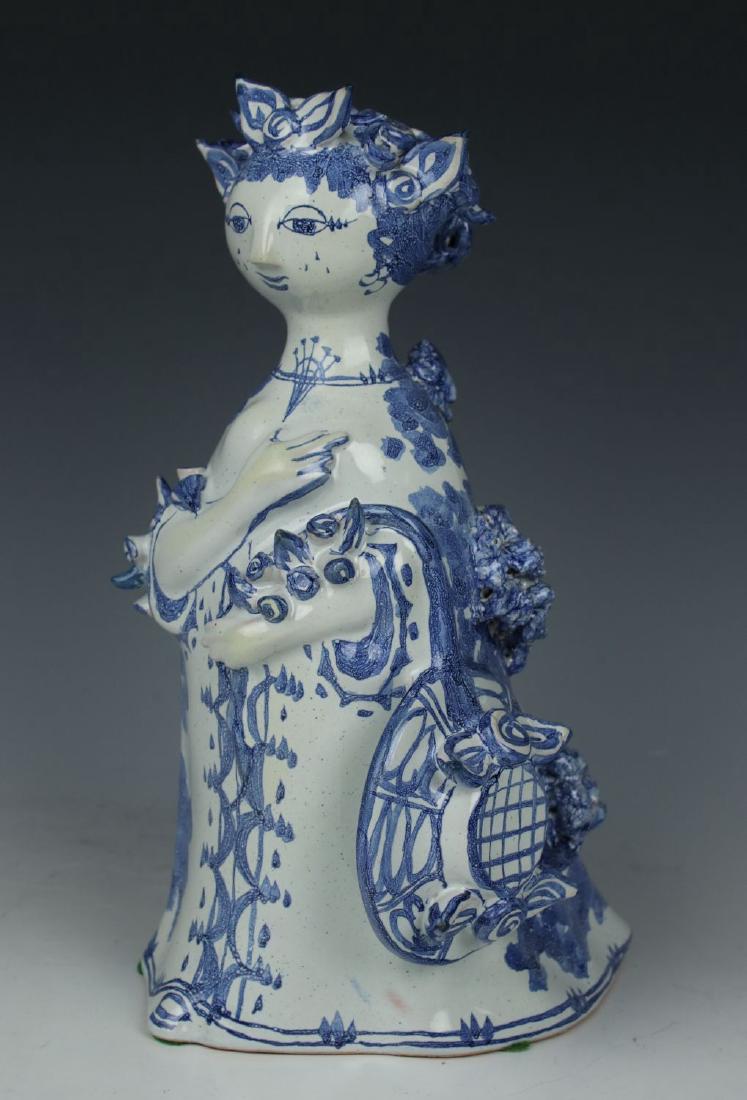Bjorn Wiinblad figurine M11 "Aunt Ella with Hat": MANUFACTURE: Nymolle (DENMARK) DESIGNED: Bjorn Wiinblad (1918-2006) NAME: Aunt Ella with Hat SERIES: Aunt Ella YEAR: 1973 NUMBER: M11 CONDITION: Excellent. No chips, no cracks. NO BOX HEIGHT: 8 3/4 in