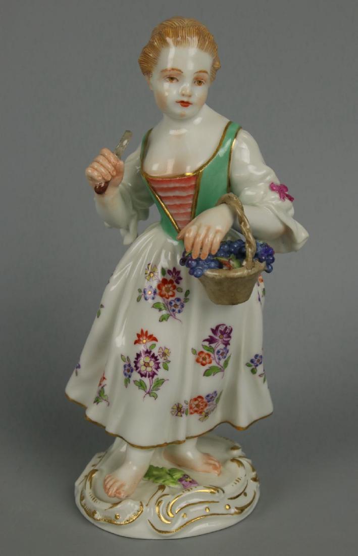 Meissen Kaendler Figurine "Girl With Knife And Basket" (1 of 10)