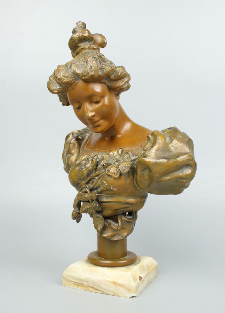 Antique Bronzed Metal Bust of Woman (1 of 10)