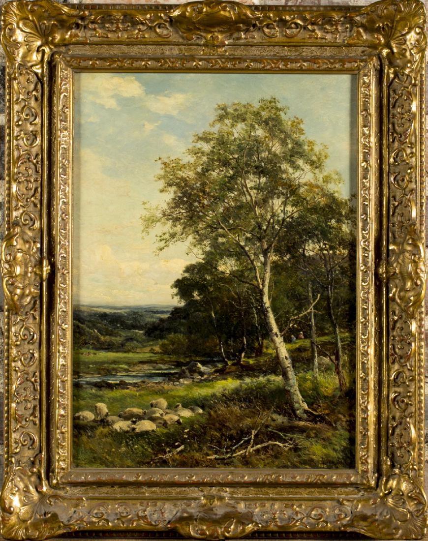 David Bates (England,1840-1921) oil painting antique: ARTIST: David Bates (England, 1840 - 1921) NAME: Landscape - At Capel Curig, Looking Towards Betts-y-Coed MEDIUM: oil on canvas CONDITION: Excellent. No visible inpaint under UV light. Some damages to