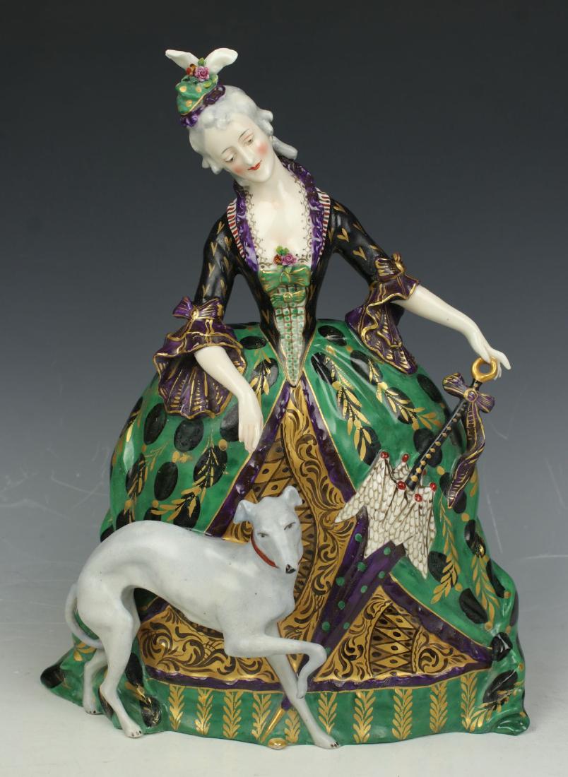 Ackermann & Fritze Dresden figurine "Lady with Dog" (1 of 10)