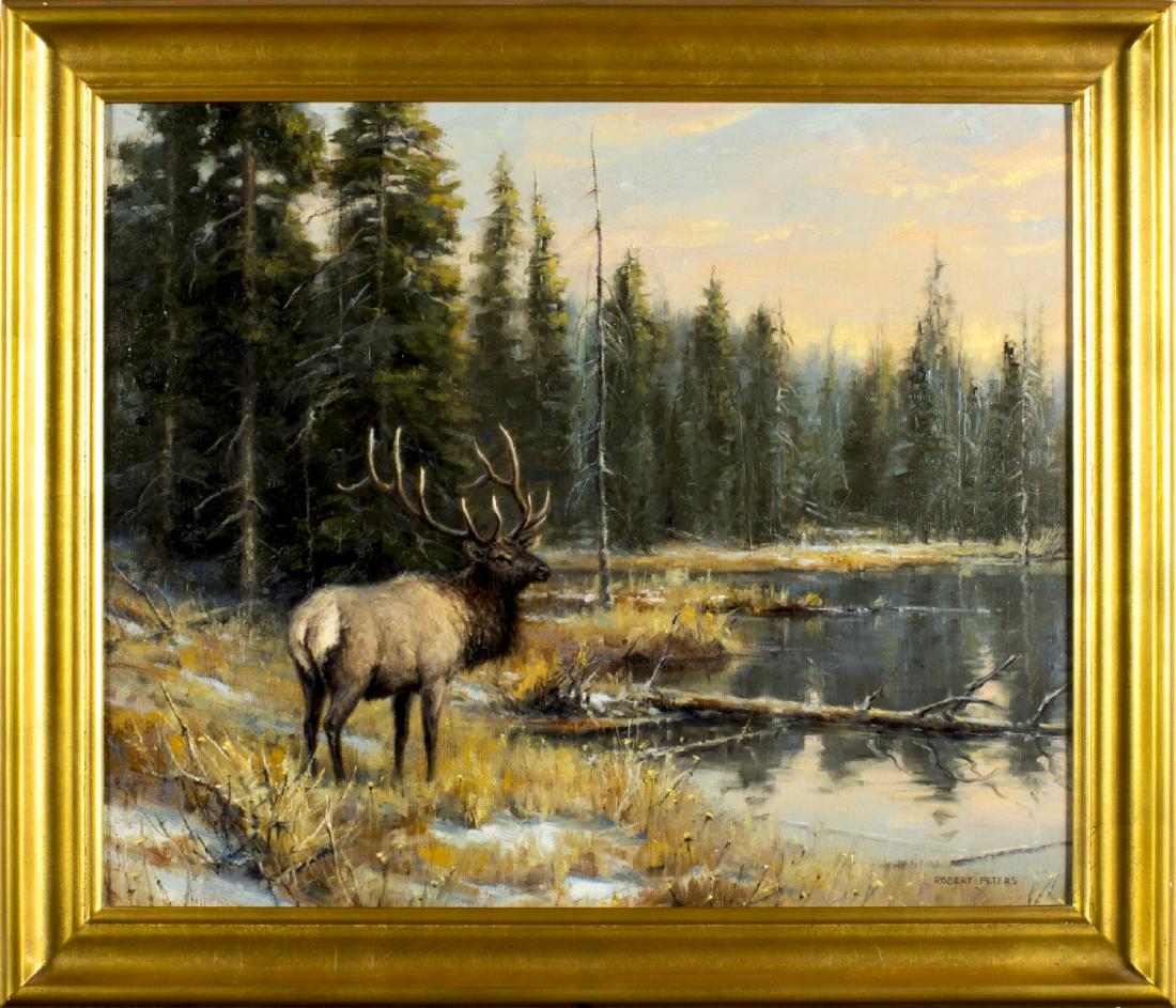 Robert Peters (Arizona,born 1960) oil painting: ARTIST: Robert (Bob) Peters (Arizona, born 1960) NAME: Well Attired MEDIUM: oil on canvas. CONDITION: Excellent. No visible inpaint under UV light. SIGHT SIZE: 20 x 24 inches / 50 x 60 cm FRAME SIZE: