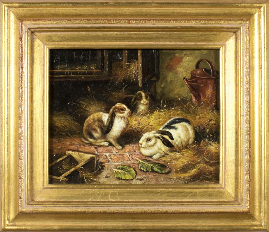 Early 20Ð¡ American oil on board "Three Rabbits" (1 of 10)