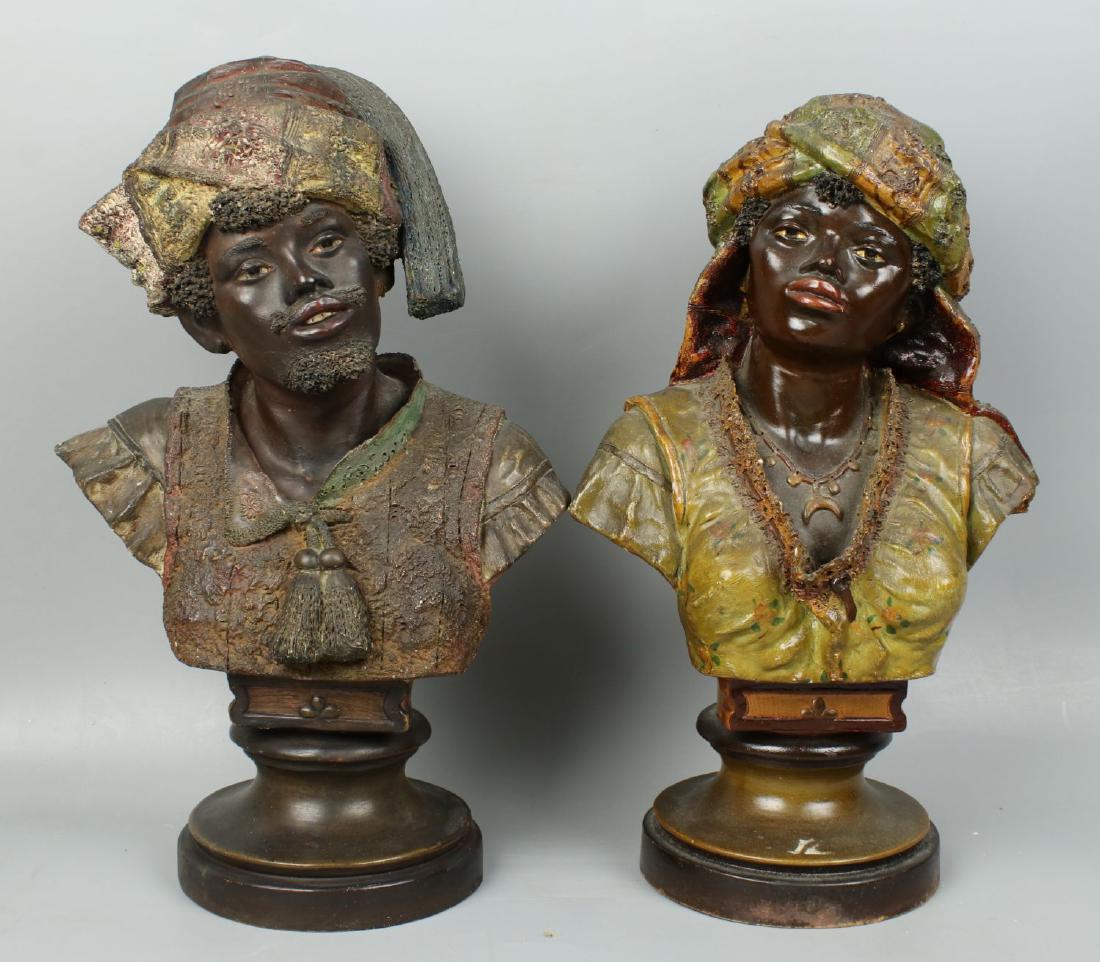 Antique Austrian terracotta figurines Busts of Nubian (1 of 10)