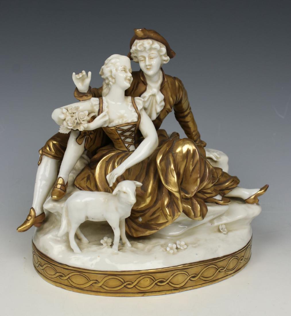 Dresden porcelain figurine "Couple with Sheep" (1 of 10)