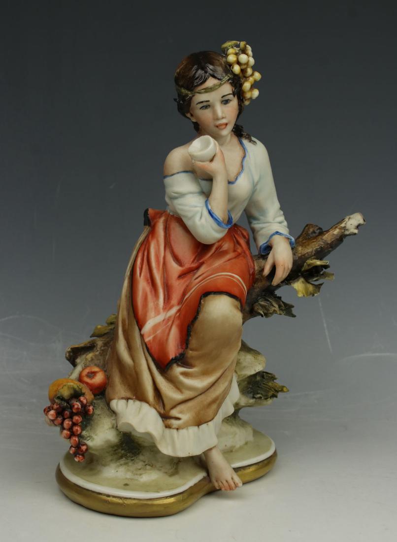 Capodimonte Luciano Cazzola figurine "Autumn": MANUFACTURE: Porcellane Principe (Italy) SCULPTOR: Luciano Cazzola NAME: Autumn YEAR: 1980-s CONDITION: Minor damages of leaves if any. NO BOX. HEIGHT: 7 1/2 inch / 19 cm WIDTH: 5 1/2 inch / 14 cm DEE