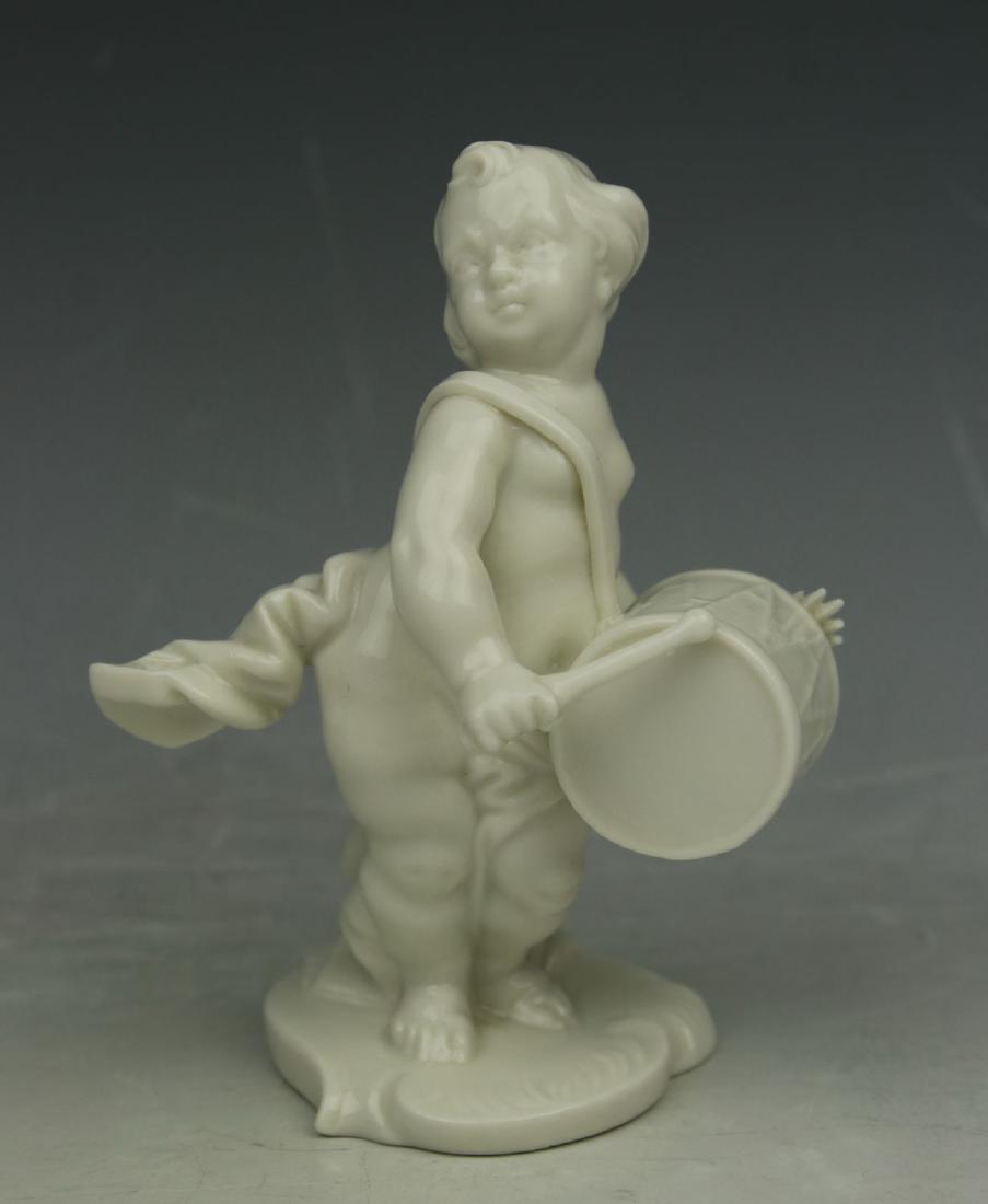 Nymphenburg figurine 420 "Cherub with Drum": MANUFACTURE: Nymphenburg (GERMANY) SCULPTOR: - NAME: Cherub with Drum NUMBER: 420 CONDITION: Excellent. No chips, no cracks. NO BOX. HEIGHT: 4 1/2 inch / 11 cm WIDTH: 3 inch / 8 cm DEEP: 2 inch / 5 cm