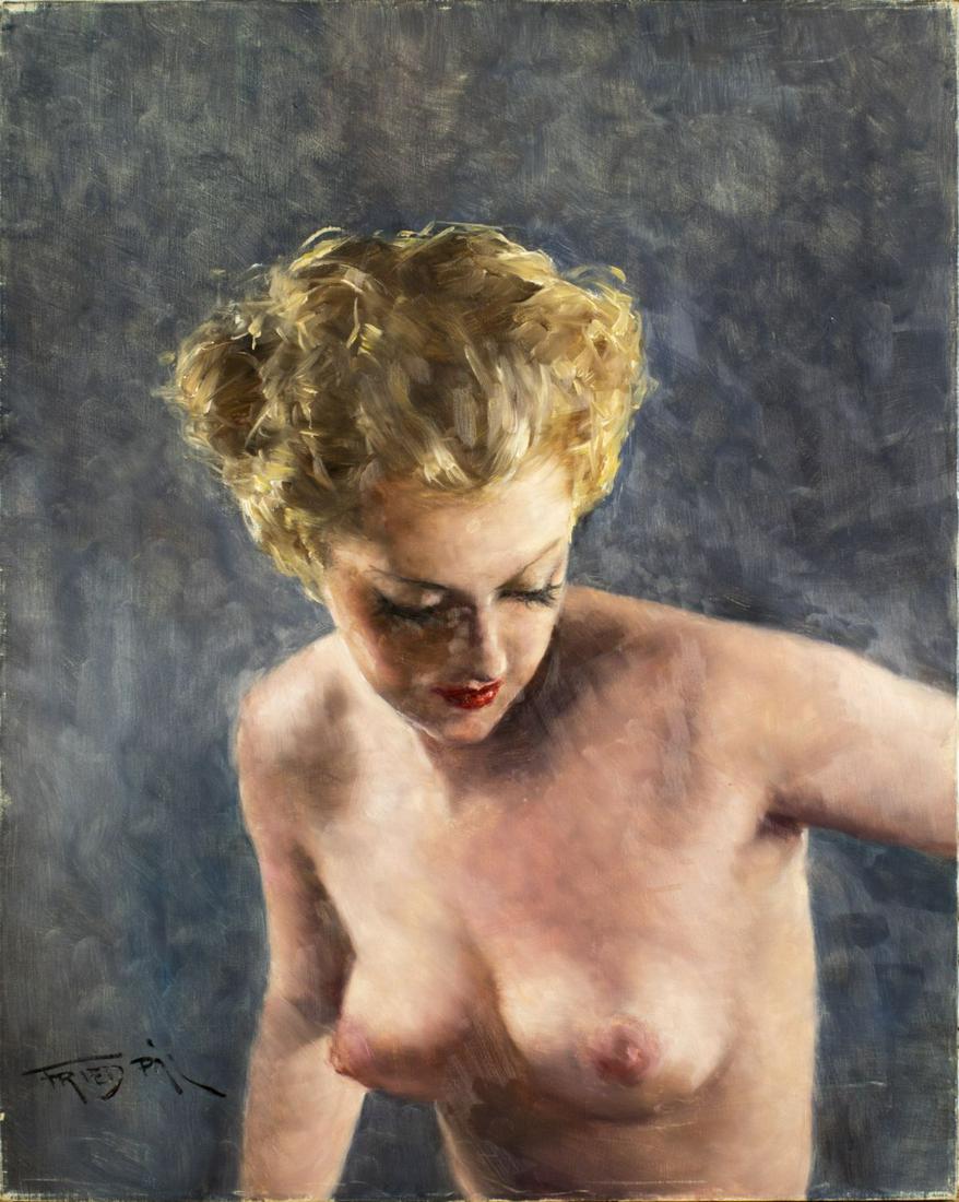 Pal Fried (NY,CA,Hungary,1893-1976) oil painting: ARTIST: Pal Fried (New York, California, Hungarian, 1893 - 1976) NAME: Nude - Susanne MEDIUM: oil on canvas CONDITION: Excellent. No visible inpaint under UV light. SIGHT SIZE: 30 x 24 inches / 75 x 6