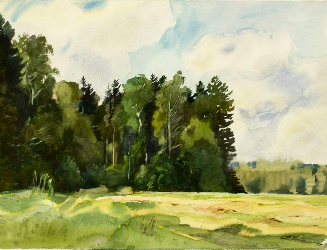 Anatoly Itkin (Russia,born 1931) watercolor on paper: ARTIST: Anatoly Zinovyevich Itkin (Russia, born 1931) NAME: 20,000 Leagues Under The Sea YEAR: 1993 MEDIUM: watercolor on paper CONDITION: Excellent. SIGHT SIZE: 12 x 16 inches / 30 x 40 cm FRAME SIZE