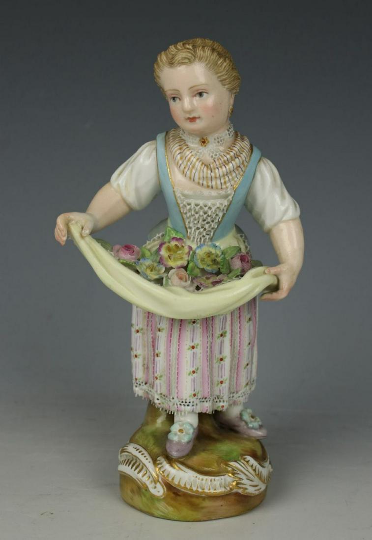 Meissen Kaendler Figurine "Girl with Flowers in Apron" (1 of 10)